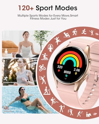 Smart Watches for Women Fitness Watch, IP68 Waterproof Fitness Tracker Smart Watch with Heart Rate/Sleep/SpO2 Monitor/Bluetooth Call/120+ Sport Modes, 1.26" HD Smartwatch for Android & iPhones,2 Bands - Thumbnail 3