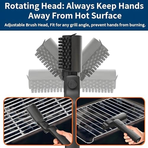 Electric Grill Brush Rechargeable, 3 Powerful Speed BBQ Grill Brush for Outdoor Grill, 180° Adjustable, Stainless Steel Rotary Brush Head, Automatic Grill Cleaning Brush for Camping Outdoor Grill - Thumbnail 5