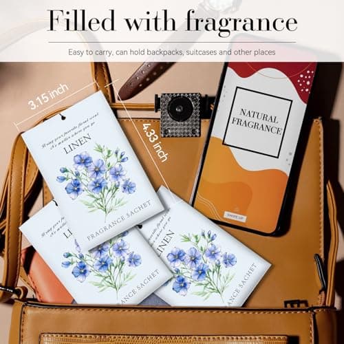 HOMELLAX Linen Scented Sachet Bags - 12 Pack Drawer & Closet Freshener, Long Lasting Odor Eliminator for Wardrobes, Cars & Storage, Home Fragrance Air Freshener Sachets - Thumbnail 5