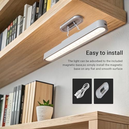 AKSDA Rechargeable Magnetic Under Cabinet Lighting, 3 Colors Adjustable Mirror Lights with 50 LED, 2600mAh Battery Makeup, Touch Lights Bar for Closet Bathroom Kitchen Sink Picture - Thumbnail 6