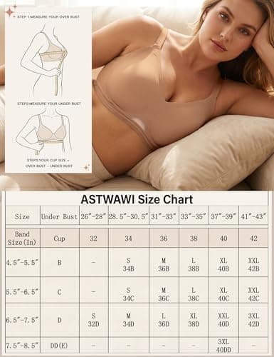ASTWAWI Plus Size Invisible Bra Seamless Wireless Minimizer Jelly Bra No Underwire Supportive, Skin, XX-Large - Thumbnail 6