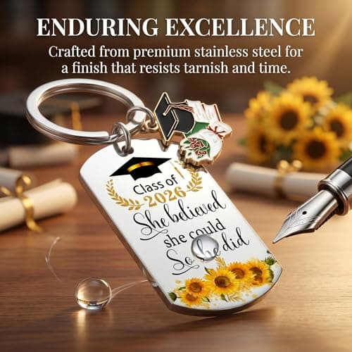 Hyloxs 2026 Graduation Keychain, Bulk Party Favors Souvenir for High School and College Students, Inspirational Gift for Him or Her (Silver-She Beileved) - Thumbnail 5