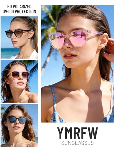 YMRFW Retro Polarized Sunglasses for Women Men Classic Vintage Style Trendy Shade UV400 Protection Lens - Thumbnail 3