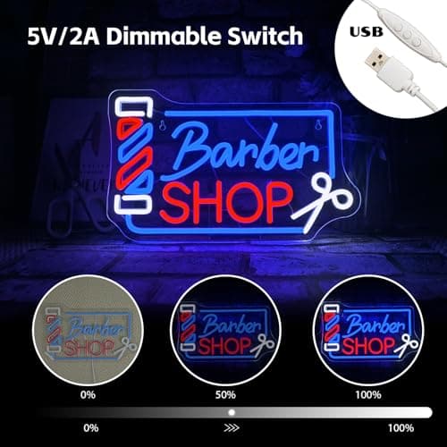 Looklight Barber Shop Neon Sign Barber Pole Led Signs for Wall Decor Salon Station Neon Light Sign for Pole Hair Salon Accessories Business Store Supplies - Thumbnail 3