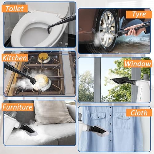 Spurgehom Handheld Steam Cleaner, Portable Steamer with 11 PCS Accessory & Safety Lock, Large Capacity Steam for Cleaning, Multipurpose Steam Cleaner for Home, Car, Window - Thumbnail 4