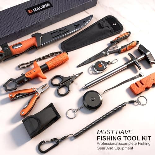 RALERA Fillet Knife Set for Beginner, Fishing Pliers Precisely, Fish Measuring Tape, Non Slip Grip Fishing Knife, Saltwater Fishing Accessories, Great Value Fishing Tackle (9pc Fishing Tool kit) - Thumbnail 2