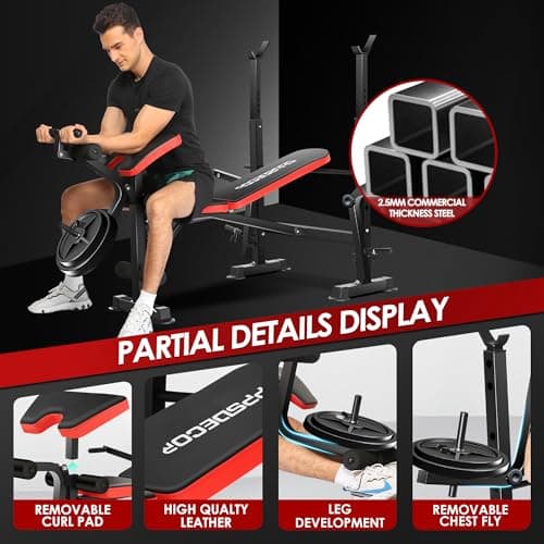 OPPSDECOR 900LBS All in One Weight Bench Set with Squat Rack Adjustable Workout Bench with Leg Developer Preacher Curl Rack Fitness Strength Training Bench for Home Gym - Thumbnail 6