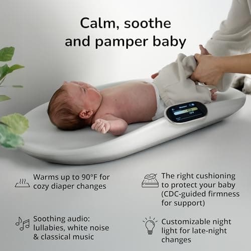 Woddle Multifunctional Smart Baby Changing Pad with Medical Grade Scale for Critical Weight Monitoring + AI App, Noise Machine, Warmer, Night Light, Touchscreen Tracker, All-in-One - Thumbnail 6