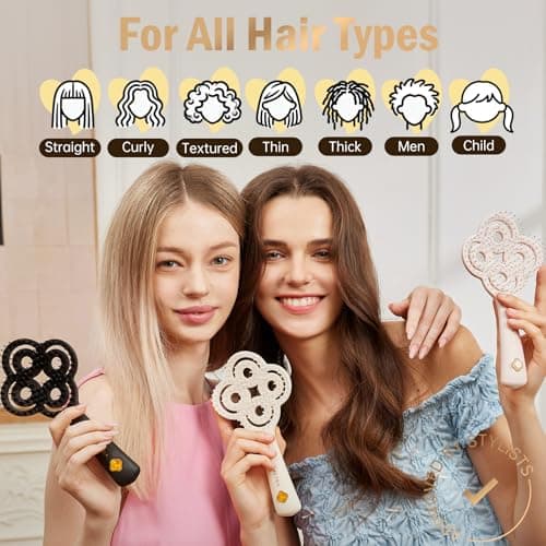 Simetra Detangler Hair Brush for Women and Men, Holiday Present - Original Detangling Brush for Curly Hair/Wet & Dry Hair, Natural Boar Bristles Hairbrush - Natural Crystal Inlay & 14K Gold Plating - Thumbnail 6