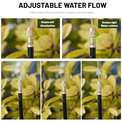 360° Adjustable Drip Irrigation System - 50FT Garden Watering System with 16 Nozzles, Garden Irrigation System, Greenhouse Accessories, Atomizing System for Yard, Lawn, Plants, 5/16 inch Tubing - Thumbnail 4