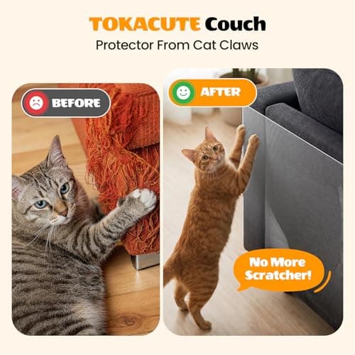 TOKACUTE 200" x 16.5" Anti Cat Scratch Furniture Protector, Single-Sided Sticky Couch Protector from Cats Claws, Couch Corner Guard Under Pet Claws, Thicken Viny Flexible Scratch Deterrent Tape - Thumbnail 3