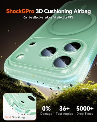 Gadged GPro Air for iPhone 17 Pro Max Case with Screen Protector, [Full Camera Protection] Fit for MagSafe, Mil-Grade Drop Tested, Shockproof Matte Cover for iPhone 17 Pro Max Phone Case 6.9'' Cyan - Thumbnail 5