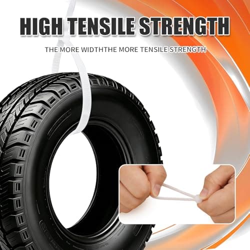 YUZE-WZDQ Zip Ties White Cable Ties Heavy Duty with 50 LBS，400 Pack Assorted Sizes 8+12+14+18 Inch,Industrial Plastic Ties With Self-Locking Adjustable More Durable Nylon Tie Wraps for Indoor Outdoor - Thumbnail 5
