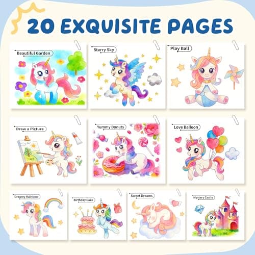 YPLUS Paint with Water Books for Toddlers, Art Craft Toys Watercolor Painting Paper, Gift for Kids Ages 1-3, 2-4, 4-6, Drawing with Brush - Unicorn - Thumbnail 4