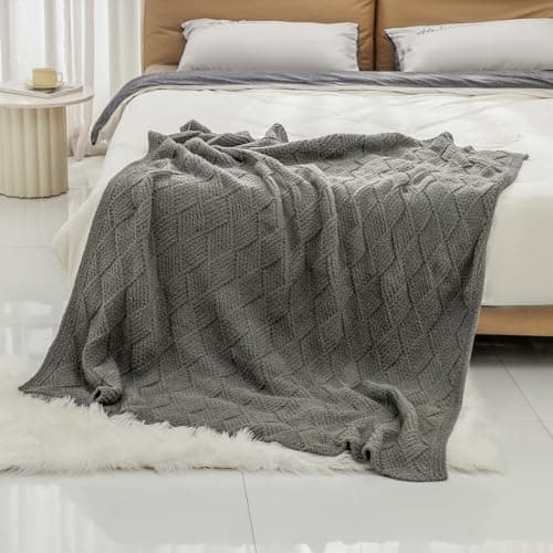 bearberry Super Soft & Fuzzy Minky Throw Blanket Lightweight All-Season - Diamond Stitch Plush Fleece for Couch, Bed, Sofa | Machine Washable Cozy Gift for Women, Men, Home (Grey, 50”x60”) - Thumbnail 4