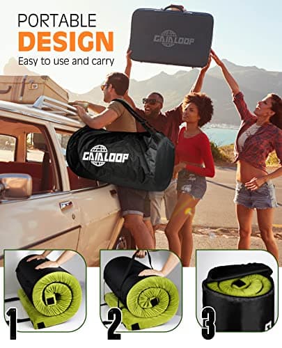 GAIALOOP 3 Inch Memory Foam Camping Mattress, Dual Layer Thick Sleeping Camp Pad for Car Tent Cot, Roll-Up Portable Glamping Floor Bed for Guests Sleepover[Single: 75 * 30 * 3"] - Thumbnail 6