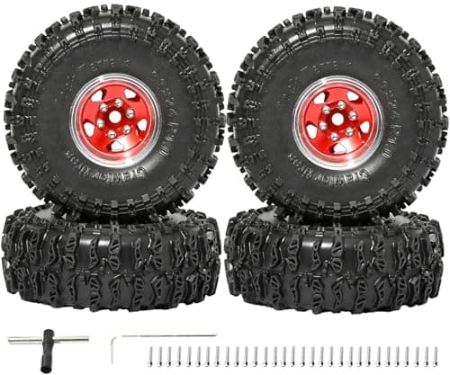 RcThjia 1.0 Beadlock Wheel Soft Tire Set RC Upgrade Part for Traxxas 1/18 TRX4M 1/24 RC Crawlers car Axial SCX24 FMS FCX24 Gladiator Bronco C10 JLU Deadbolt B17 Upgrade.(4Pcs/Set) - Image 1