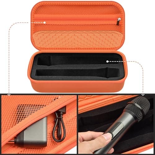 Comecase Wireless Microphone Case Compatible with JBL Wireless Two Microphone/for JBL Partybox, Handheld Dual Mic Travel Storage Bag for Receiver, Batteries and Other Accessories -Orange(Box Only) - Thumbnail 3