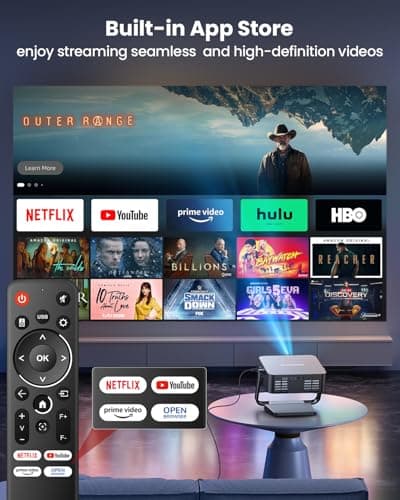[Built-in Netflix Apps] FUDONI Smart Projector with WiFi 6 and Bluetooth, Electric Focus Auto Keystone,1080P Full HD Projector with Prime Video/Youtube, Movie Proyector for Home & Outdoor - Thumbnail 3