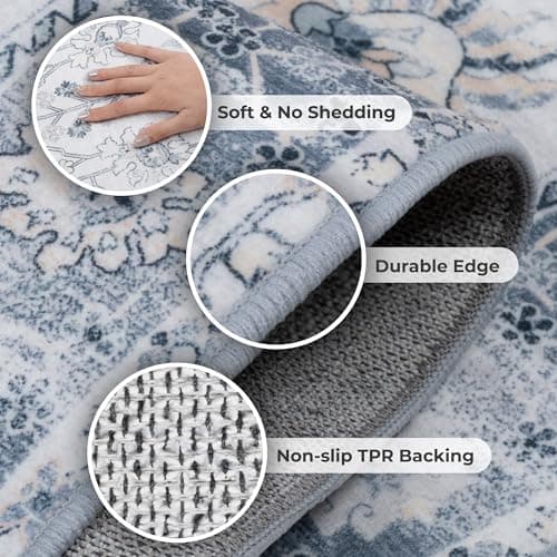 GRANNY SAYS Rug Runners for Hallways Non Slip, 2.6x8 Washable Runner Rug with Rubber Backing, Soft Low Pile Faux Wool Rug, Vintage Carpet Runners Rugs for Kitchen, Entryway, Living Room, Bathroom - Thumbnail 3