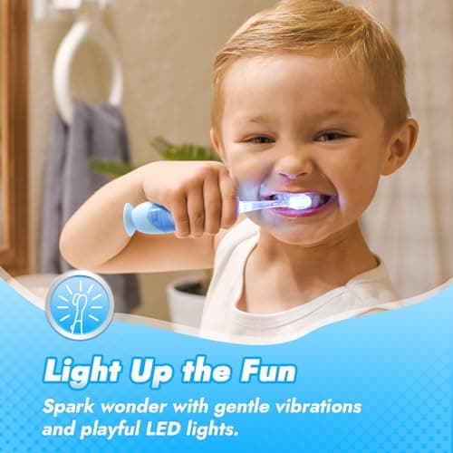 Papablic Toddler Sonic Electric Kids Toothbrush for Ages 1-3 Years, Baby Electric Toothbrush with Cute Penguin Cover and Smart LED Timer, 2 Brush Heads (Pippin) - Thumbnail 3