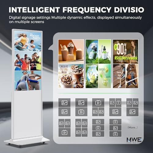 JIYANG 43 Inch Digital Signage Display, Indoor Floor Standing Advertising Display Kiosk Android System,Commercial LCD Totem Support HDMI-in,Free Customization Stickers and Lifetime CMS System(White) - Thumbnail 5