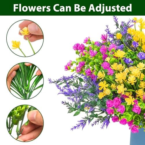 trytuny Artificial Flowers for Outdoor,20 PCS Artificial Greenery Fake Shrubs Flowers,UV Resistant Fake Flowers No Fade Faux Plastic Plants for Outdoor Planters for Home Garden Outside Porch Decor - Thumbnail 2