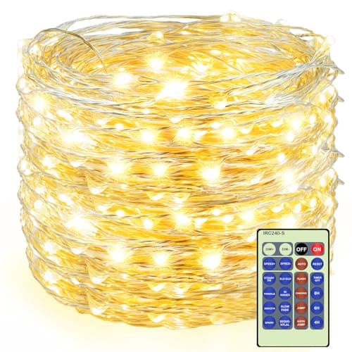 300LED Fairy Lights Twinkle String Light Plug in，99ft Bendable Silver Copper Wire Firefly Lights, 12Modes with Timer Remote，Warm White Decor for Indoor Outdoor Room Wedding Party Christmas - Image 1