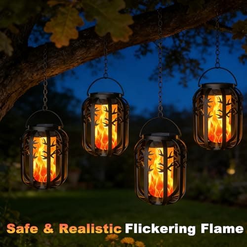 Solar Lanterns, KagoLing Flame Solar Lanterns Outdoor Waterproof Gift for Women Hanging Lights Outdoor Flickering Lamp Lights Decoration for Outside Garden,Yard,Porch,Tree,Lawn,Pathway Decor, 2 Pack - Thumbnail 2