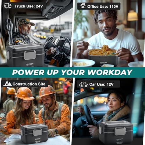 Annie & Mia Design Electric Lunch Box for Adults, 100w 3.5L 2-Layer Portable Food Warmer, Dual Mode 2.5L + 1L Heated Lunch Box for Adults, Home/Car/Office/Truck Use, Lonchera Eléctrica Portátil - Thumbnail 2