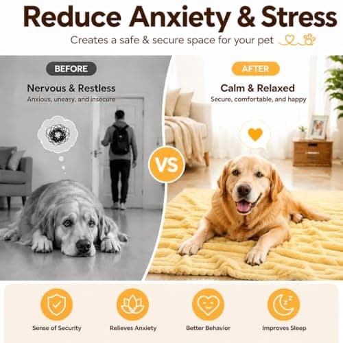 Emotional Support Blanket Yellow for Dogs Security Blanket, Calming Dog Blanket, Throw Rabbit Designed for Pets, Soft and Comfortable for Indoors Sofa (Dark Blue,78.7"x90.6") - Thumbnail 3