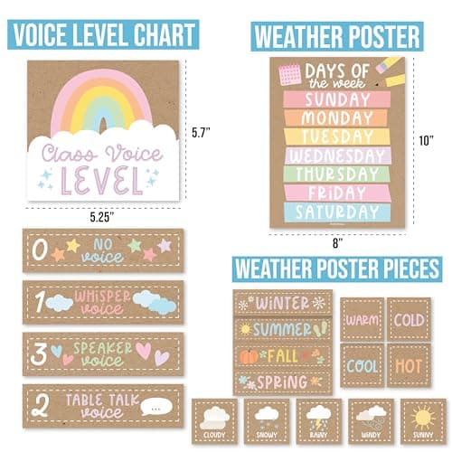 Hadley Designs Classroom Calendar Set Bulletin Board Decorations - Kraft School Calendar for Classroom Decor, Kindergarten Preschool Elementary Teacher Must Haves, Homeschool & Daycare Essentials - Thumbnail 4