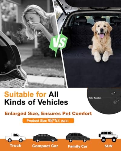 ThermoHalo Waterproof SUV Dog Cargo Liner Mat - Heavy Duty Pet Seat Cover for SUV Sedan Van, Non-Slip Back Trunk Protector with Bumper Guard, Large Universal Fit (Black) (CHBX-D-01) - Thumbnail 3