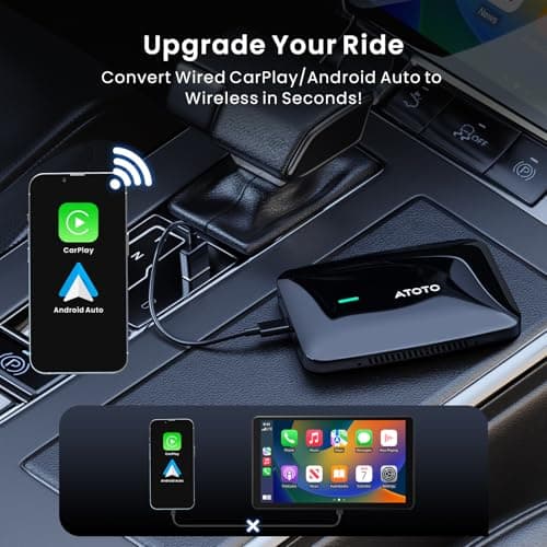 ATOTOSELECT Wireless CarPlay Adapter, Magic AI Box with Dual-WiFi Stability, 4GB+32GB Enjoy Video & Music Apps, Navigation, AI Voice, Plug & Play for Factory Wired CarPlay - Thumbnail 2