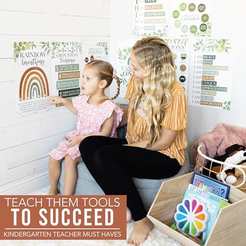 Hadley Designs 8 Calming Corner Posters for Classroom Must Haves -Calm Down Corner Supplies with Emotions Chart,School Counselor Mental Health Poster, Feelings Chart For Kids, Greenery Classroom Decor - Thumbnail 6