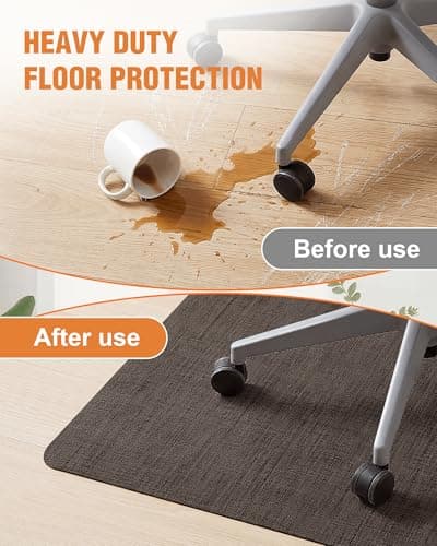 Carvapet Office Chair Mat for Hardwood Floor, 36x48 Inch Heavy Duty Floor Protector, Non Slip Desk Chair Mat for Rolling Computer Gaming Chairs, Easy to Clean Dark Brown - Thumbnail 4