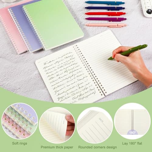 Niodel Spiral Notebooks Set, 9 Pcs A5 College Ruled Journals with 6 Black Ink Gel Pens, 6 Colored Ink Gel Pens, 6×0.5mm & 6×0.7mm Refills, Perfect for School Work Journaling - Thumbnail 4