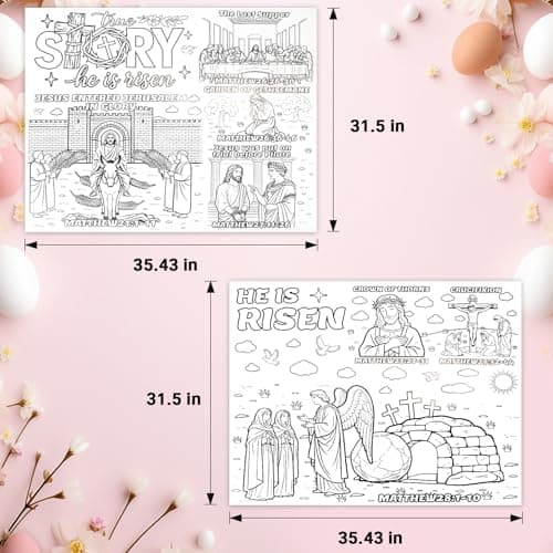 TOLGOE Giant Easter Coloring Posters for Kids - 2PCS 35" x 31" Paper Coloring Banner/Table Cover for School Parties and Special Events Decoration (No Markers) - Thumbnail 2
