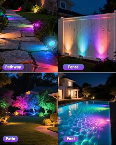 CORESLUX Solar Spot Lights Outdoor Waterproof IP68, 3-in-1 LED Color Changing Solar Landscape Lights, 2 Light Modes Pond Lights Landscape Path Lights for Outside Garden Yard Pond Pathway - Thumbnail 2