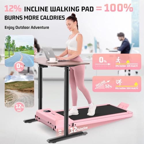FUNMILY Foldable Walking Pad with Handle Bar, 4 in 1 Under Desk Treadmill with Incline, 2025 Upgraded Smart Folding Treadmill for Home/Office, Ultra-Quiet - Thumbnail 2