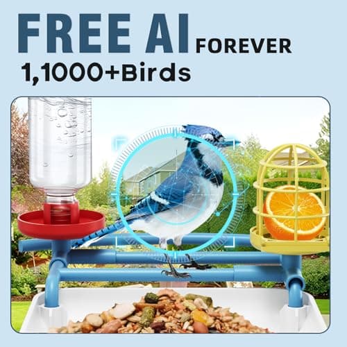 BROAIMX Bird Feeder with Camera-Free AI Forever for 1,1000+ Birds Identification, 2K HD & 5MP Night Vision, Record Video Live View, 64GB Card, App Alerts, Gifts for Bird Lovers - Thumbnail 2