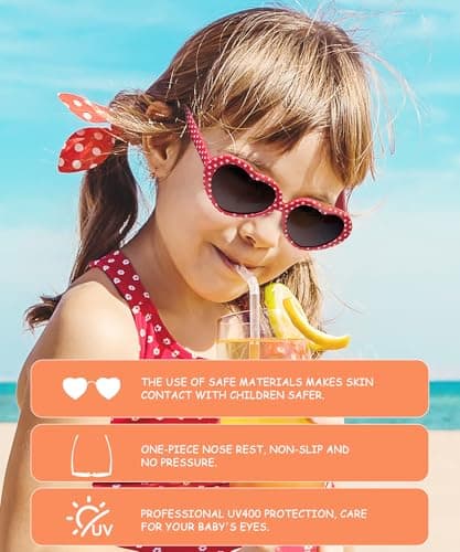 QALLY Kids Sunglasses Polarized Heart-Sunglasses: Toddler girls Sun Glasses with UV Protection for Youth Child 3Pack Age 3-12 - Thumbnail 2