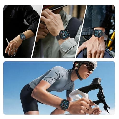 SDOCEBF Aluminum Alloy Case for Apple Watch Series 9 8 7 45mm, Ultra-Style Metal Bumper with Ceramic Back Cover, Shockproof Protective Case for iWatch 45mm, Black - Thumbnail 6