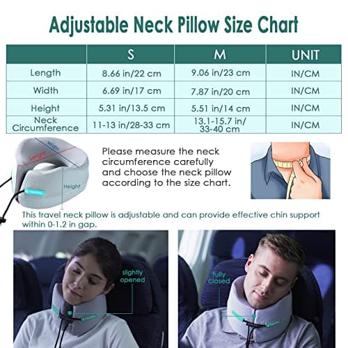 BAKLUCK Travel Pillow for Airplane Neck Chin Support Memory Foam Machine Washable Adults Unisex Neck Pillows for Travel Airplane Sleeping Car Office Grey Small - Thumbnail 6