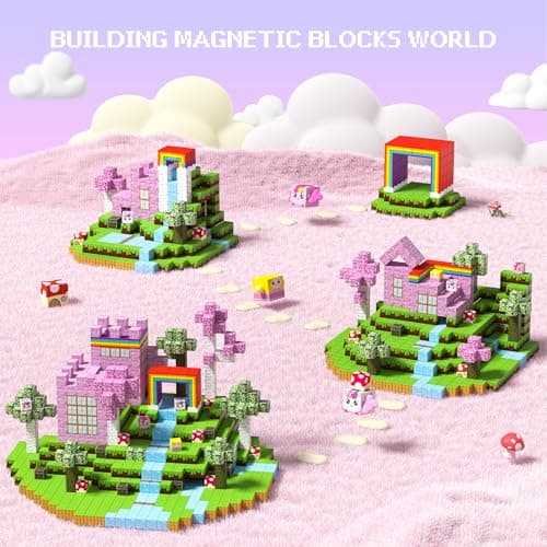Magnetic Blocks for Girls - 100 PCS Magnet Block Stacking Sensory STEM Outdoor Cubes Game for 3+ Years Old Boys&Girls Children Birthday Easter Gift, 3D Tiles Construction Weekends Toy Set, 0.8in - Thumbnail 2