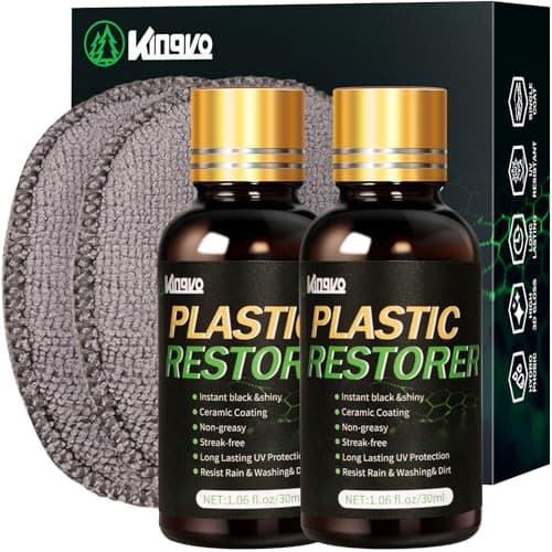 Kingvo Plastic Restorer for Cars, Black Plastic Trim Restorer Cars Ceramic Plastic Coating Trim Restore Plastic Repair for Trim,with Foam Applicator,30ML(2-Pack)