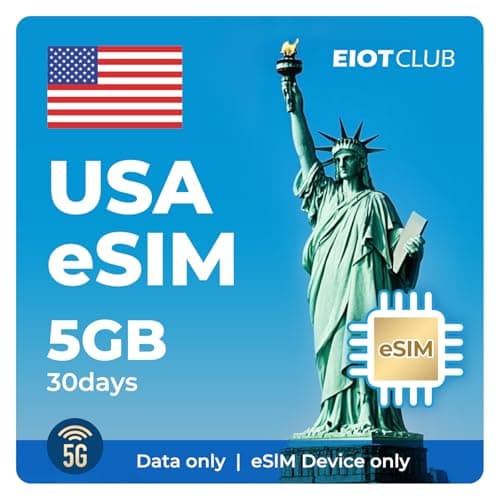 eSIM USA for 5GB 30 Days - 5G/4G High Speed Network Prepaid eSIM USA, QR Code Activation, Data ONLY, No Voice/SMS - Image 1