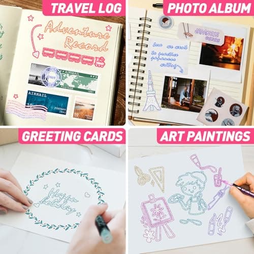 GLOPUS Outline Glitter Markers, Teen Girl Gifts Trendy Stuff, Art Supplies for Kids 6-8 9-12, Crafts for Girls 8-12, 12 Self Outline Metallic Markers, Gift for 4-12 Year Old Girls Birthday Gift - Thumbnail 5