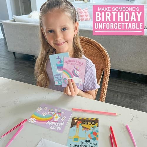 Hadley Designs Happy Birthday Cards for Kids with Envelopes - 54 Assorted Kids Birthday Cards Bulk for Classroom, Generic Children Greeting Card Pack for Students, Bday Notecards, Designed in USA - Thumbnail 4