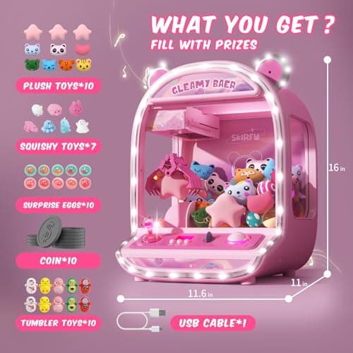 Skirfy Large Claws Machine Toy with LED Light & Adjustable Sound,16" Candy Dispenser Toys Mini Vending Machine for Kids Christmas Birthday Big Gifts for Girls Boys Ages 6+ - Thumbnail 4